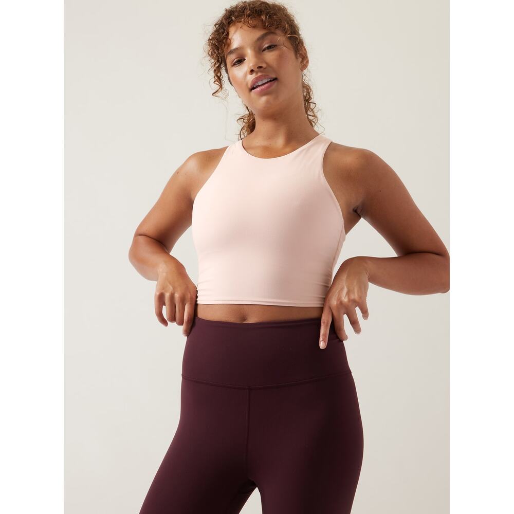 Athleta Conscious Crop Top Powervita Low Impact Sports Bra Orchid Pink Medium